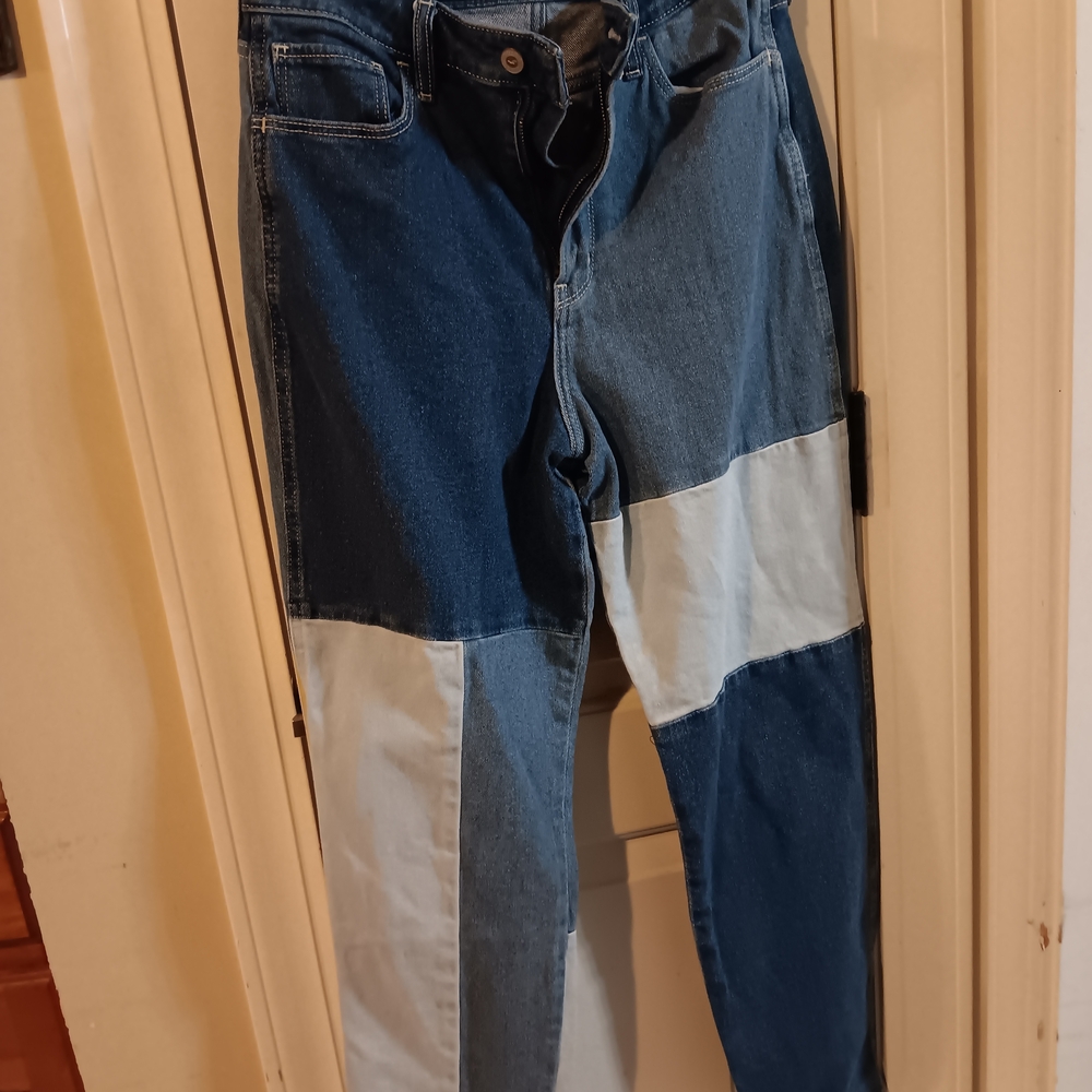 Hollister Men's Blue Patchwork Skinny Jeans